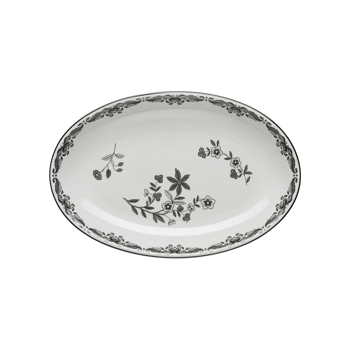 Ostindia Svart ovaali tarjoilulautanen 33x22cm - Ostindia Svart oval serving dish 33x22cm