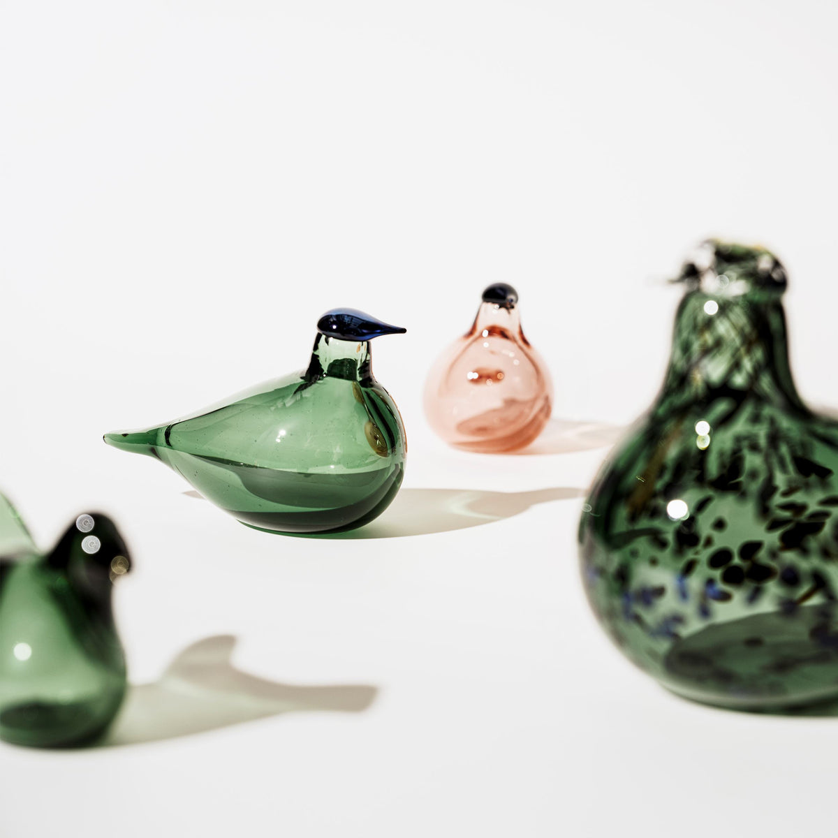 Birds by Toikka Teichrohrsänger 210 x 130mm Tannengrün - BBT Flycatcher 95x60mm p.green-salm.pink