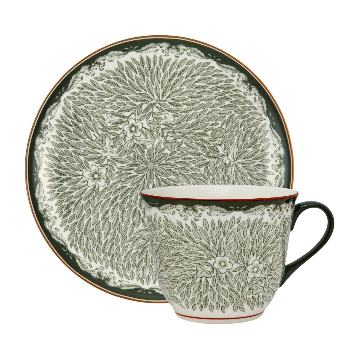 Ostindia Floris mug 40+plate 20 grön 2pc - Ostindia Floris mug 40+plate20 green 2pc