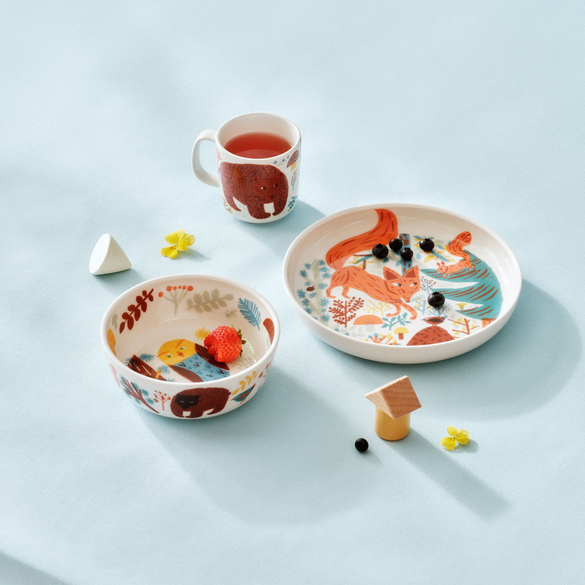 Poppoo barnservis Vänner 3-set - Poppoo children's tableware Friends 3set