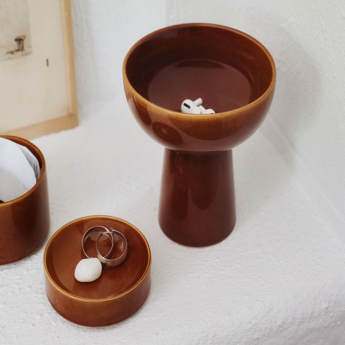 Kirnu kannellinen rasia 11x10cm kiiltävä ruskea - Kirnu treasure jar 11x10cm glossy brown