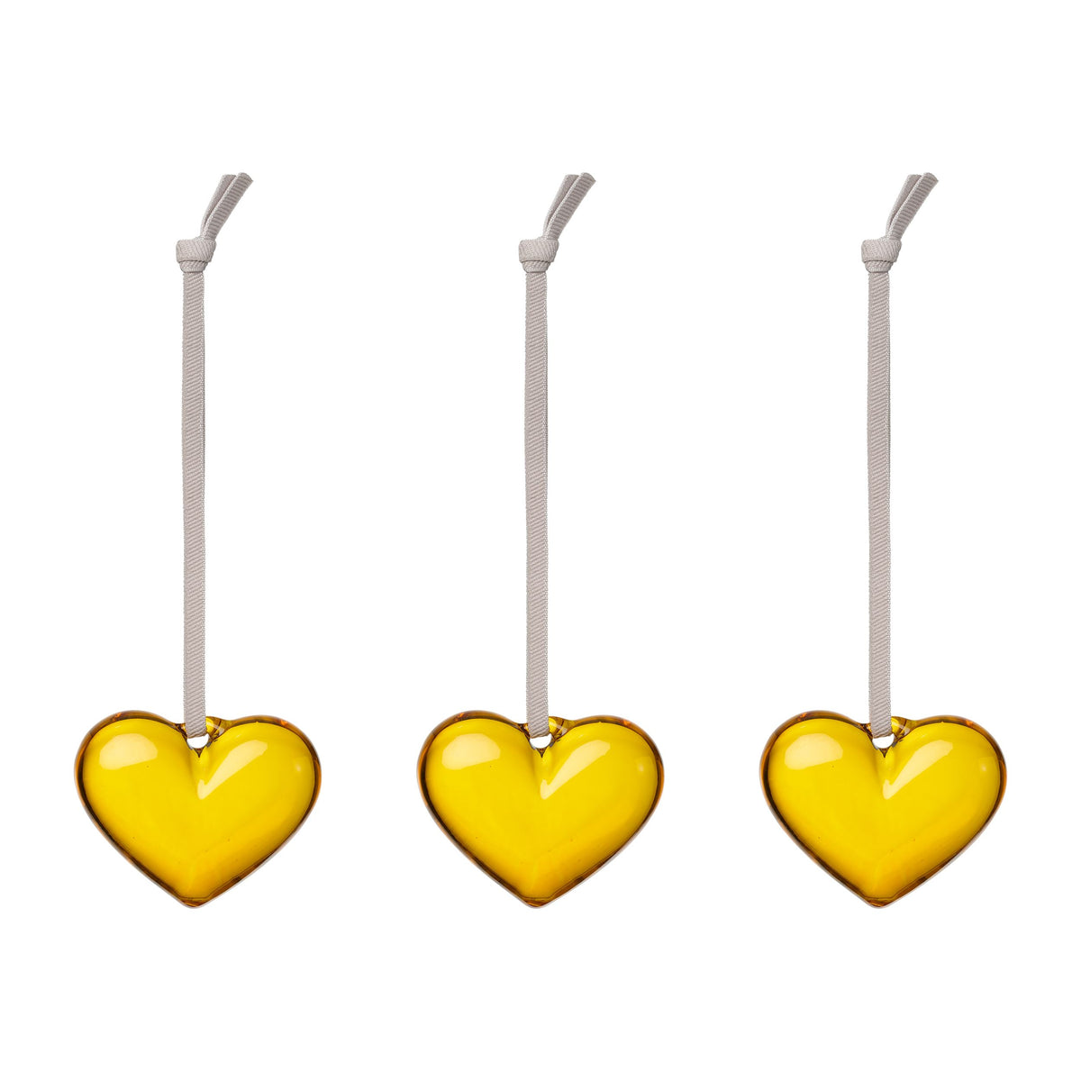 Iittala lasisydän 50mm keltainen 3kpl - Iittala glass heart 50mm yellow 3pc