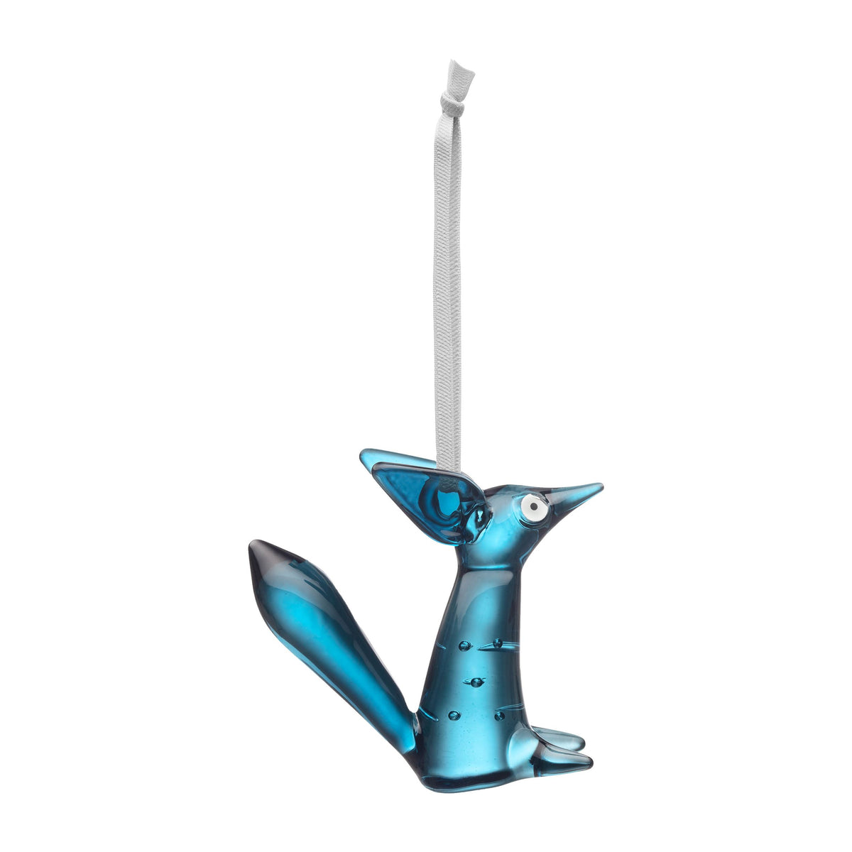 Vulpes glasdekoration sittande 80mm stålblå - Vulpes ornament sitting 80mm steel blue