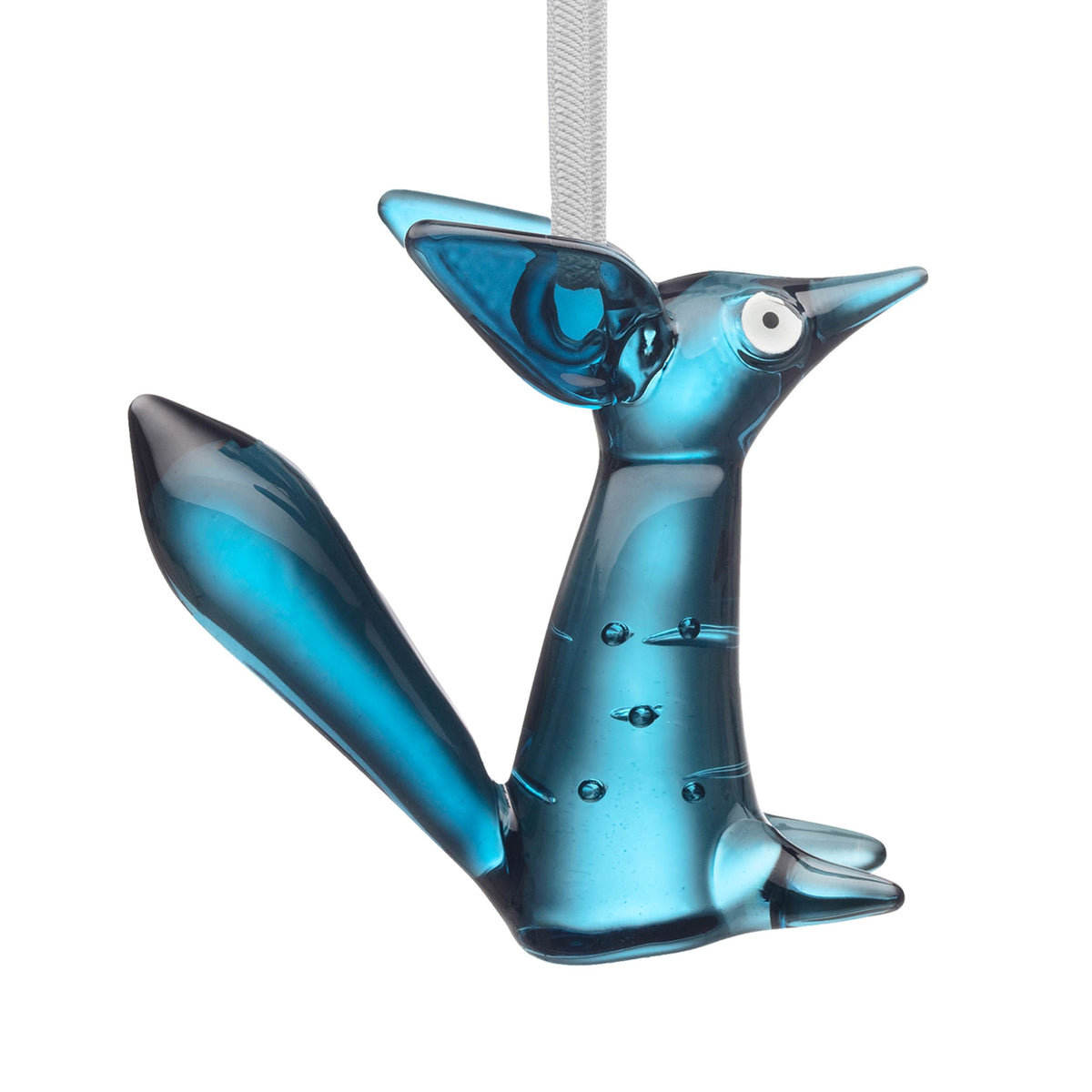 Vulpes glasdekoration sittande 80mm stålblå - Vulpes ornament sitting 80mm steel blue