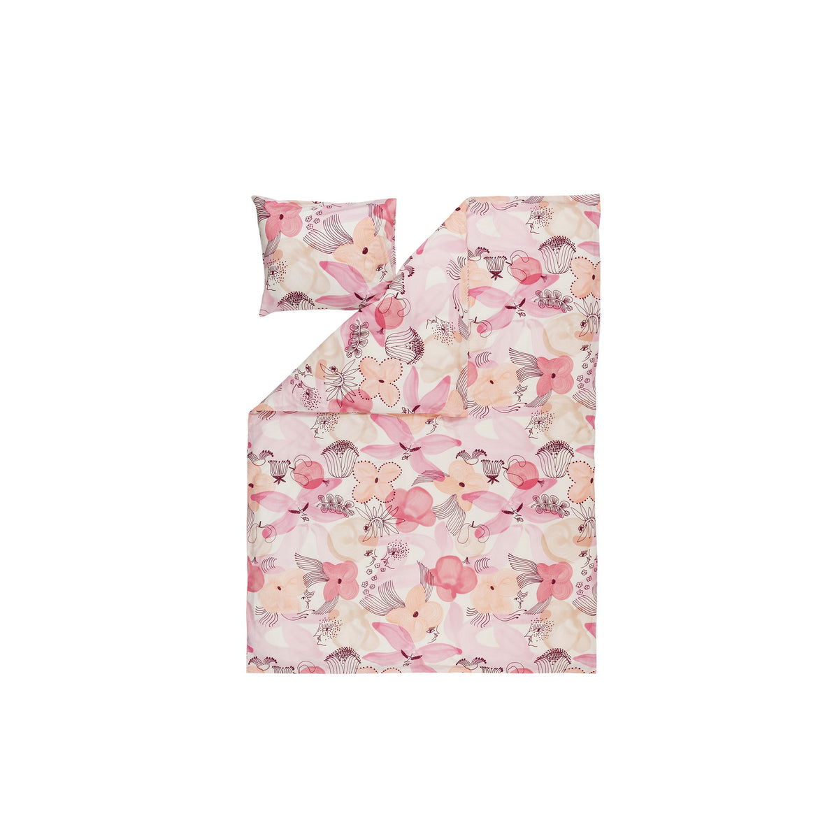 Kukkamaa bedset 150x210 pink ribbon GOTS